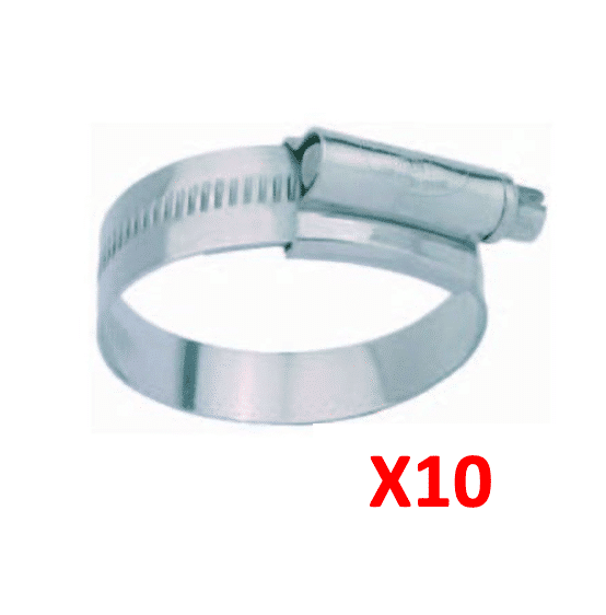 10 X Collier de serrage à bande 40cm en acier inoxydable pour conditions extrêmes 