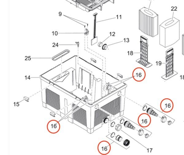 Oase Biosmart 18/24/36000 raccords UV + raccords évacuation #22767