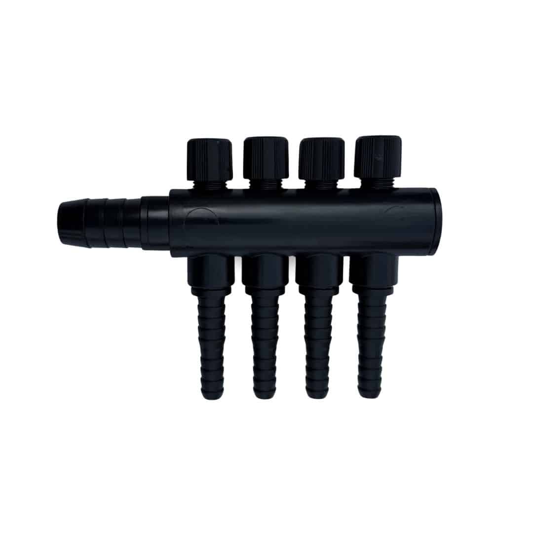 Répartiteur d'air 4 voies avec robinets | 18mm - 4 x 8-9-12mm