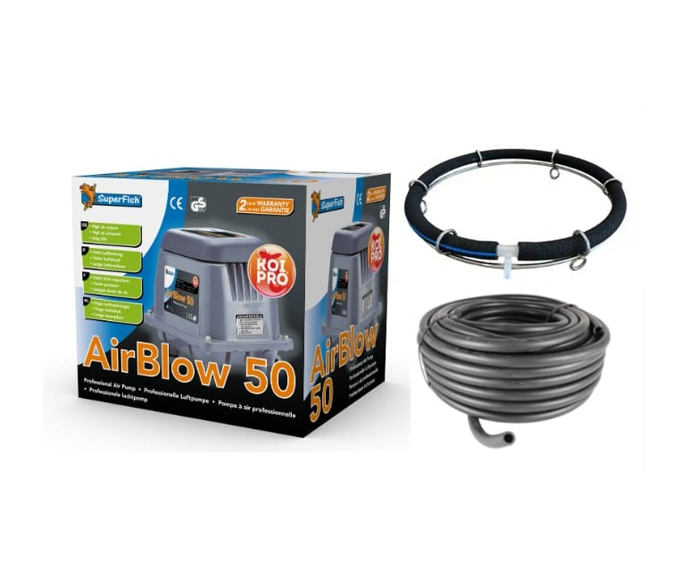 SET COMPLET Air Blow 50 + 5m tuyau coulant Ø8mm + diffuseur tuyau japonais avec anneau inox Ø40cm + colliers